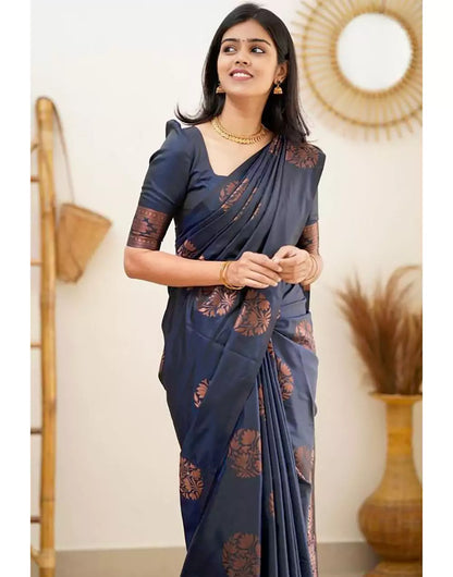 Blue Colour Banarasi Soft Silk Saree