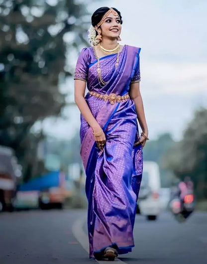 Fabulous Blue Colour Banarasi Soft Silk Saree