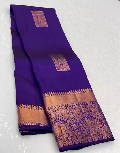 Indigo Blue Colour Banarasi Soft Silk Saree