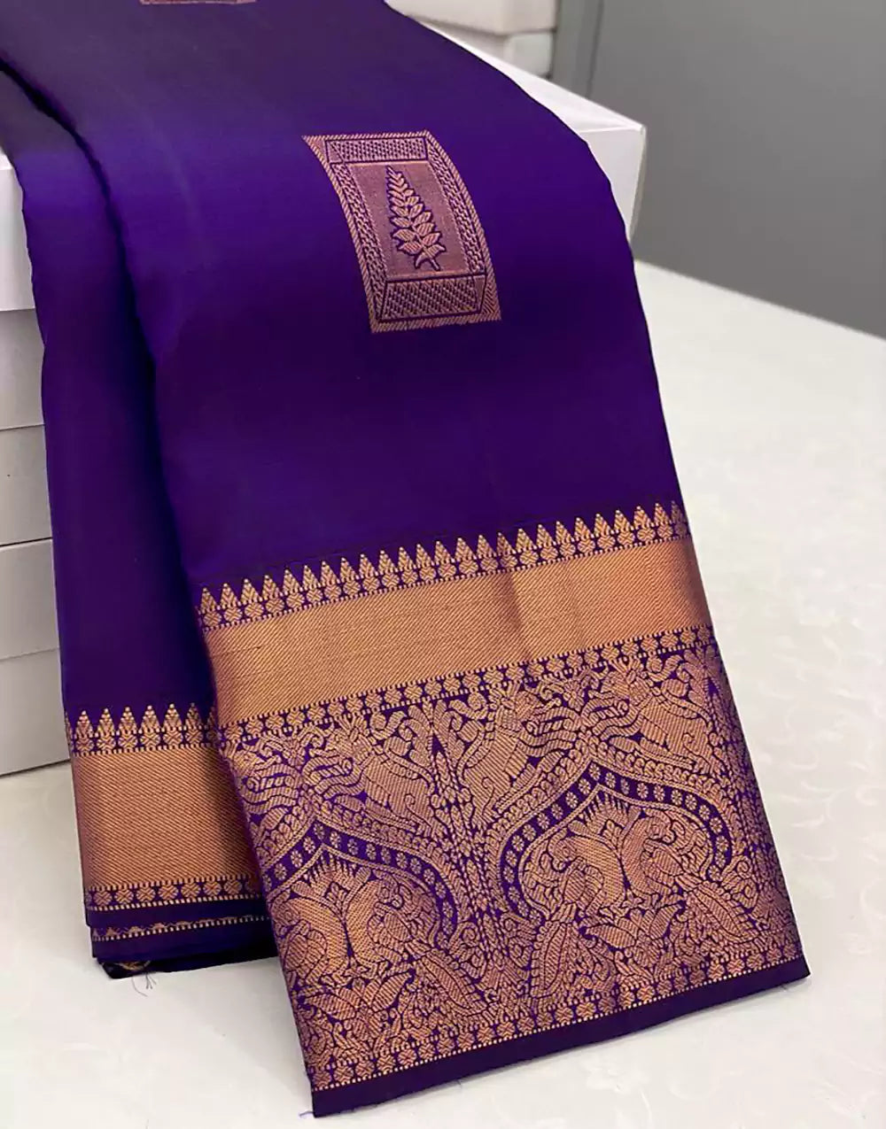 Indigo Blue Colour Banarasi Soft Silk Saree