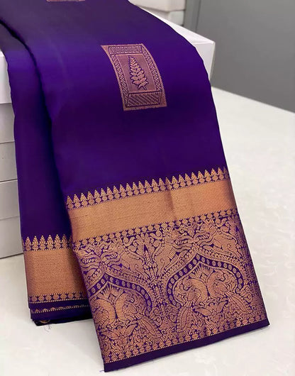 Indigo Blue Colour Banarasi Soft Silk Saree