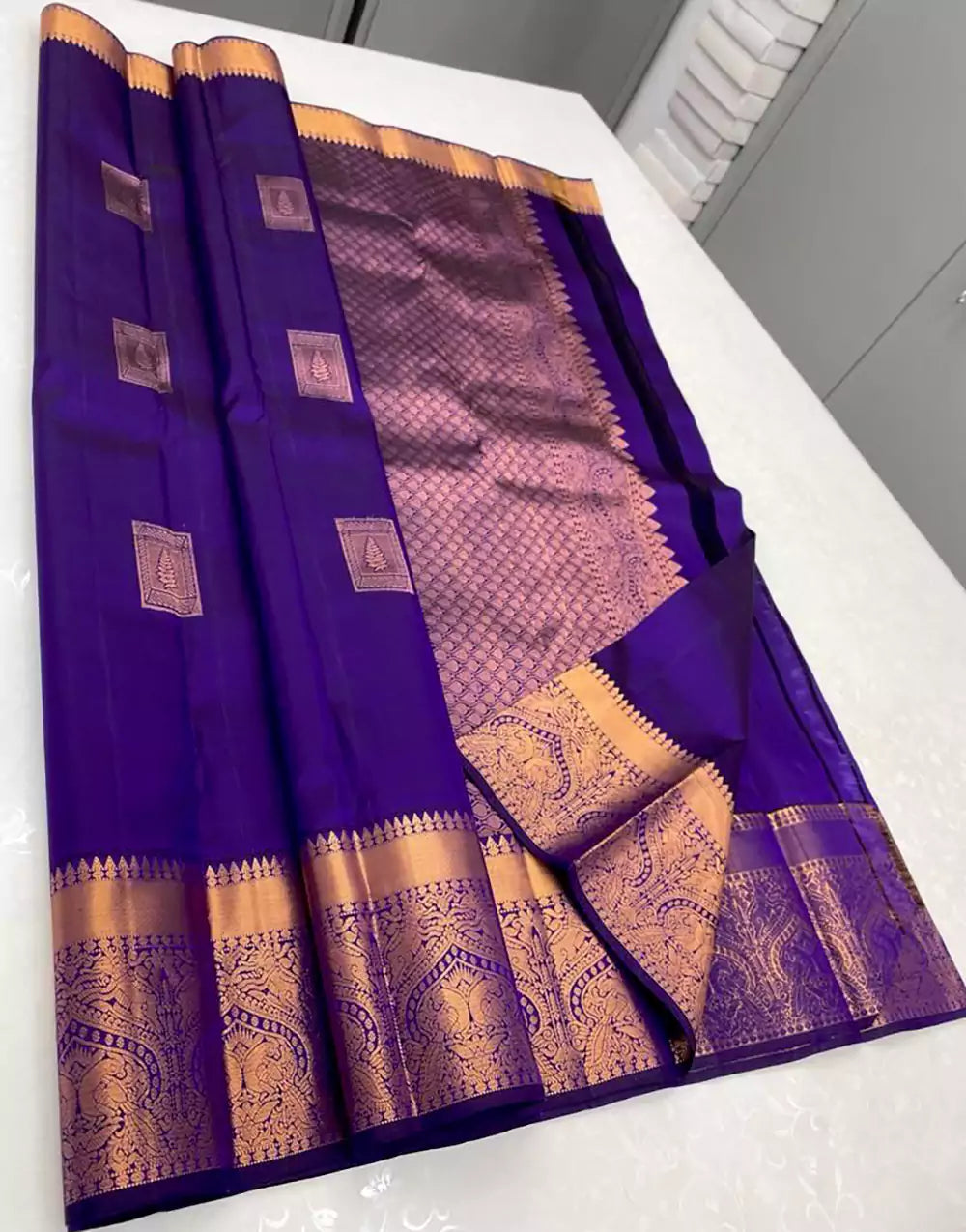 Indigo Blue Colour Banarasi Soft Silk Saree