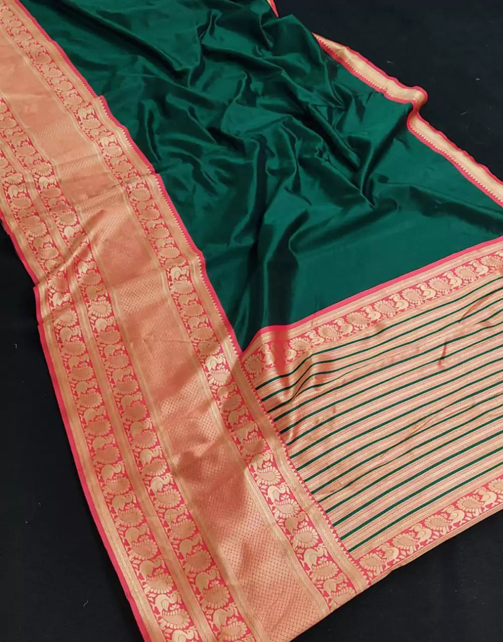 Green Colour Banarasi Soft Silk Saree