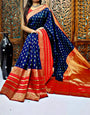 Blue Colour Banarasi Soft Silk Zari Weaving Saree With Blouse