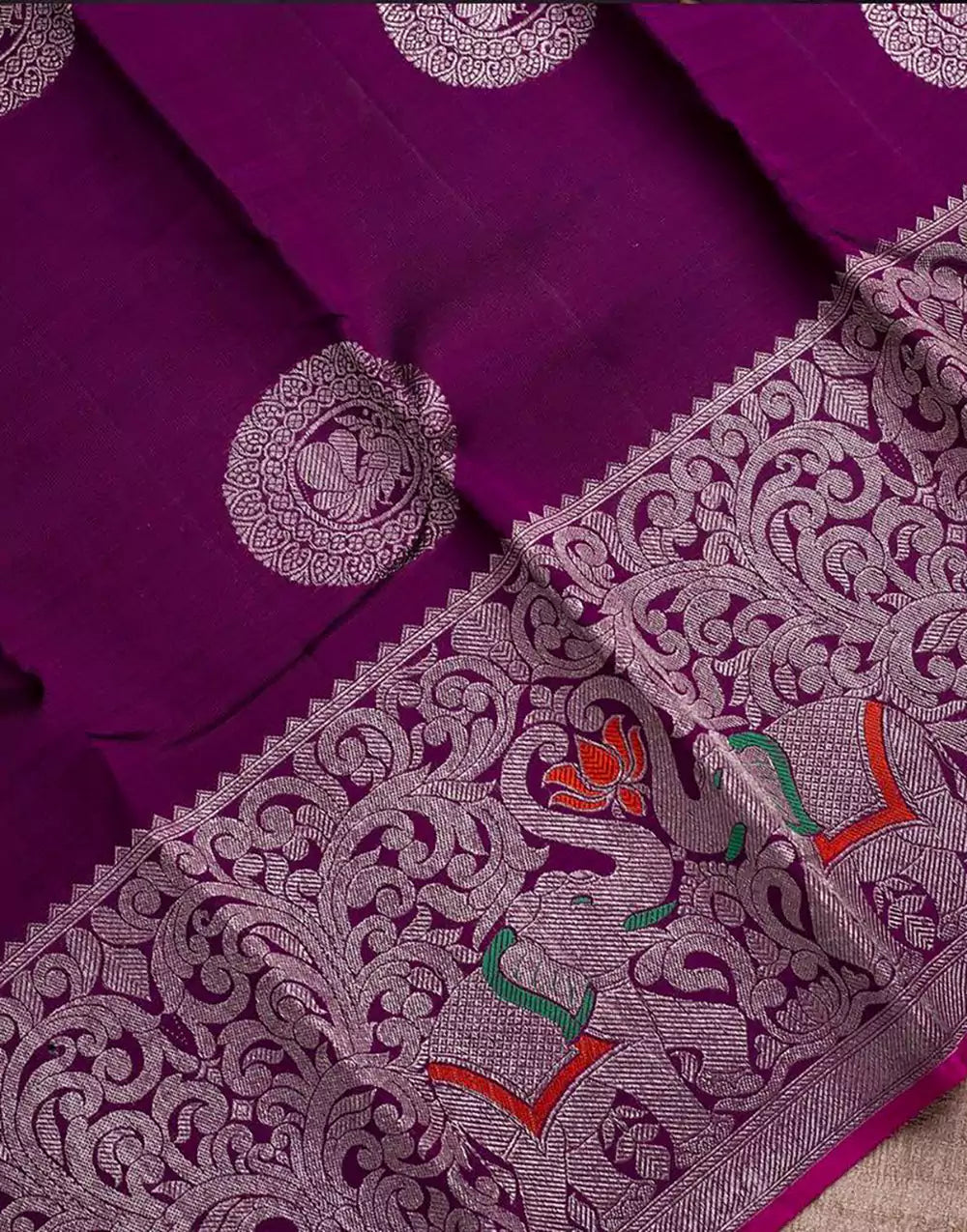 Beautiful Magenta Colour Banarasi Soft Silk Saree