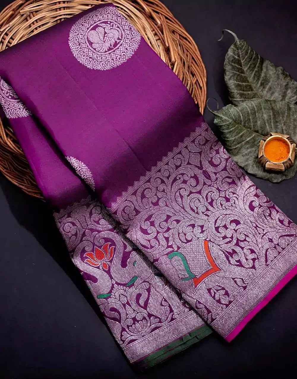 Beautiful Magenta Colour Banarasi Soft Silk Saree
