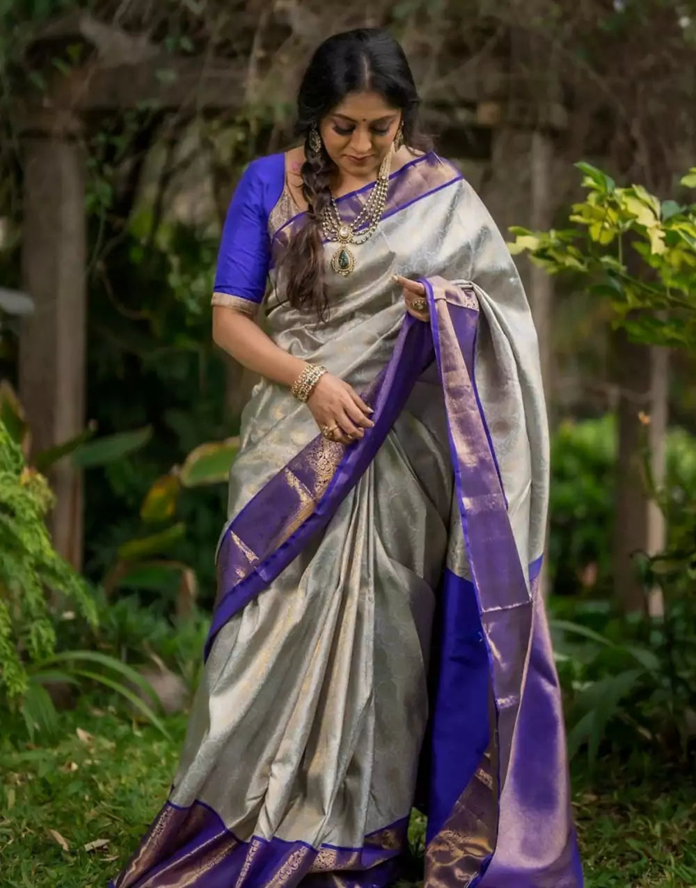 Designer Sky Blue Colour Banarasi Soft Silk Saree