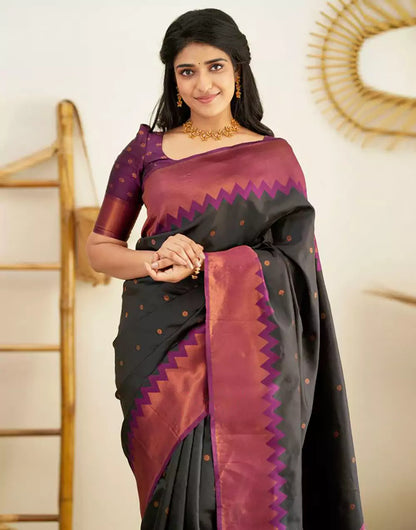 Latest Black Colour Banarasi Soft Silk Saree