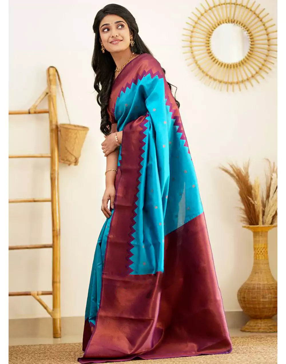 Designer Firozi Colour Banarasi Soft Silk Saree