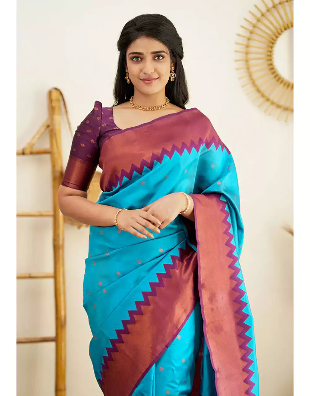 Designer Firozi Colour Banarasi Soft Silk Saree