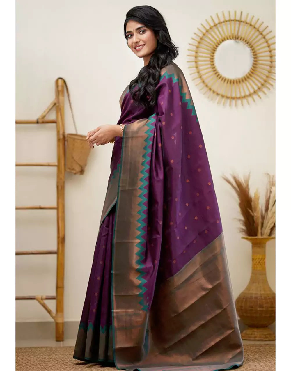 Purple Colour Banarasi Soft Silk Saree