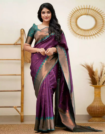 Purple Colour Banarasi Soft Silk Saree