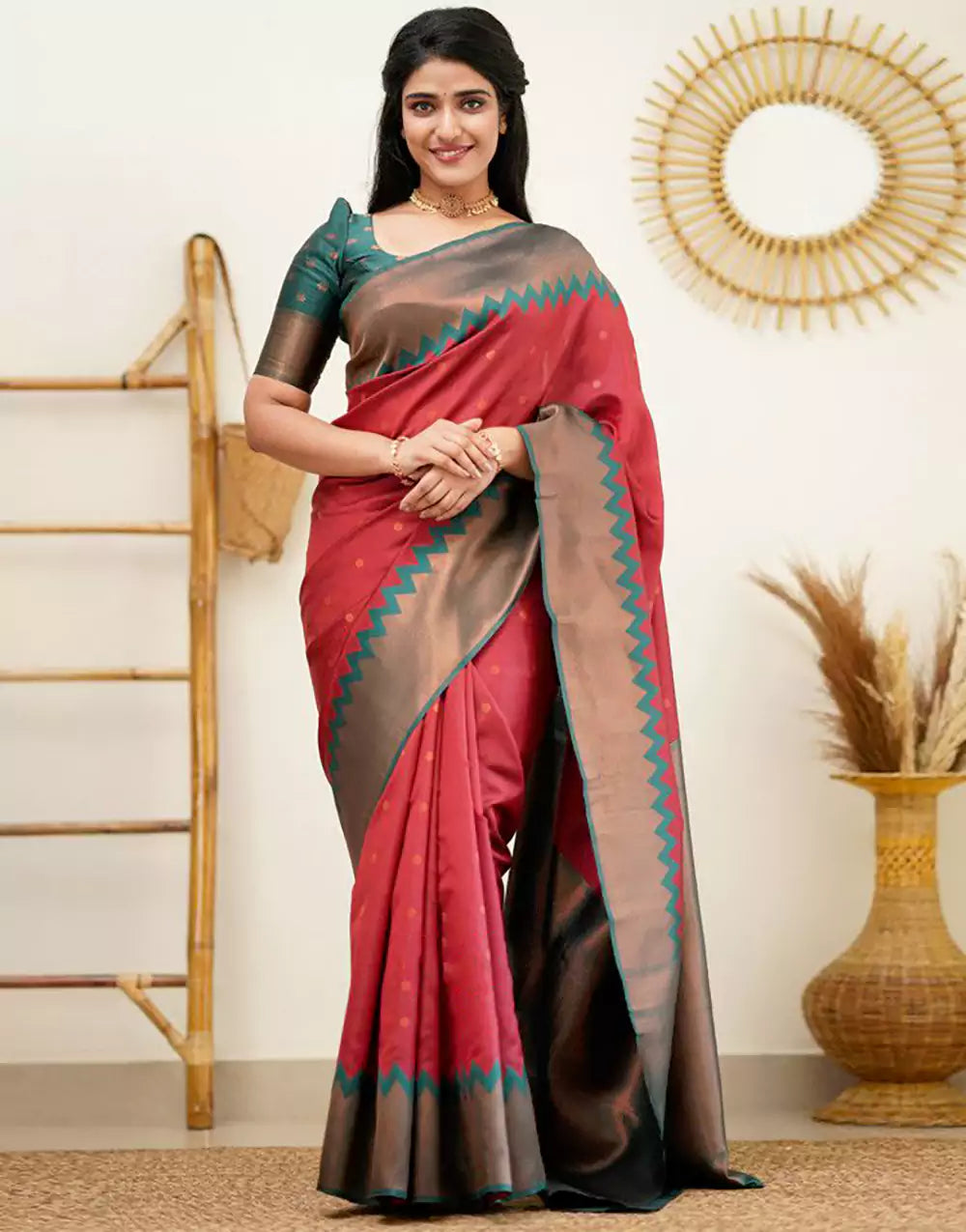 Attractive Red Colour Banarasi Soft Silk Saree