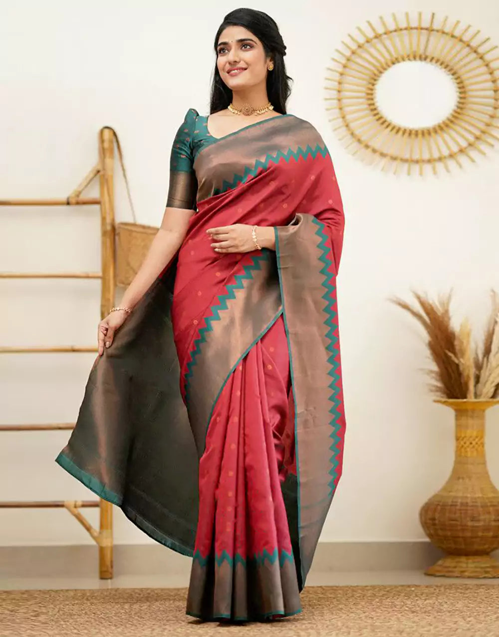 Attractive Red Colour Banarasi Soft Silk Saree