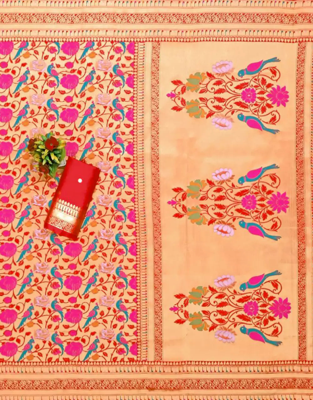 Multi Colour Banarasi Soft Silk Saree