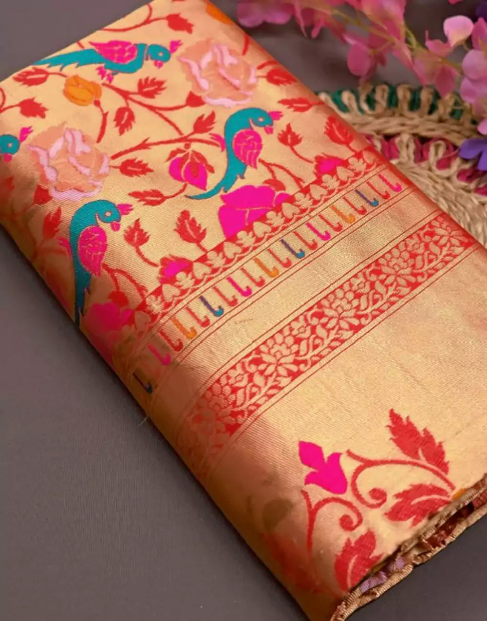 Multi Colour Banarasi Soft Silk Saree