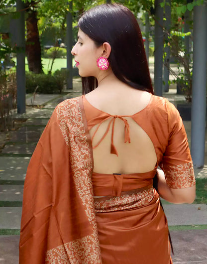 Mustard Yellow Raw Silk Saree With Handloom Weaving Work