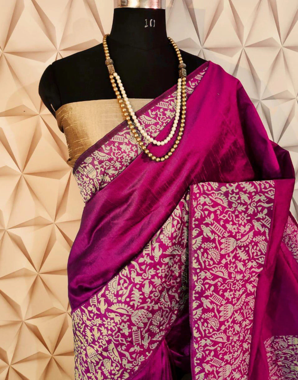 Magenta Bangalori Handloom Silk Saree With Rich Pallu