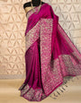 Magenta Bangalori Handloom Silk Saree With Rich Pallu