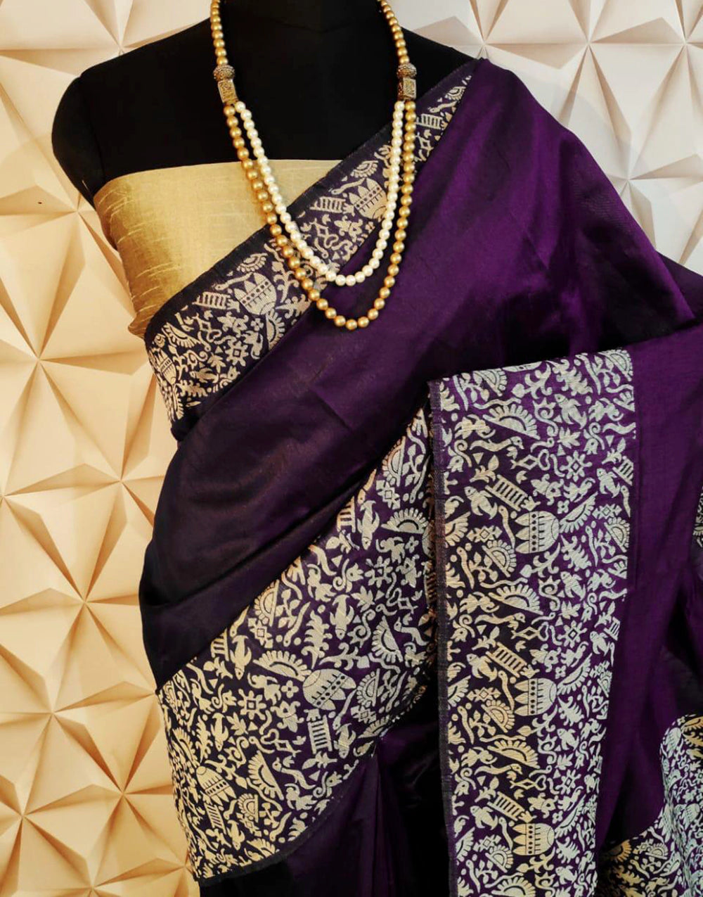 Dark Purple Bangalori handloom Silk Saree With Rich Pallu