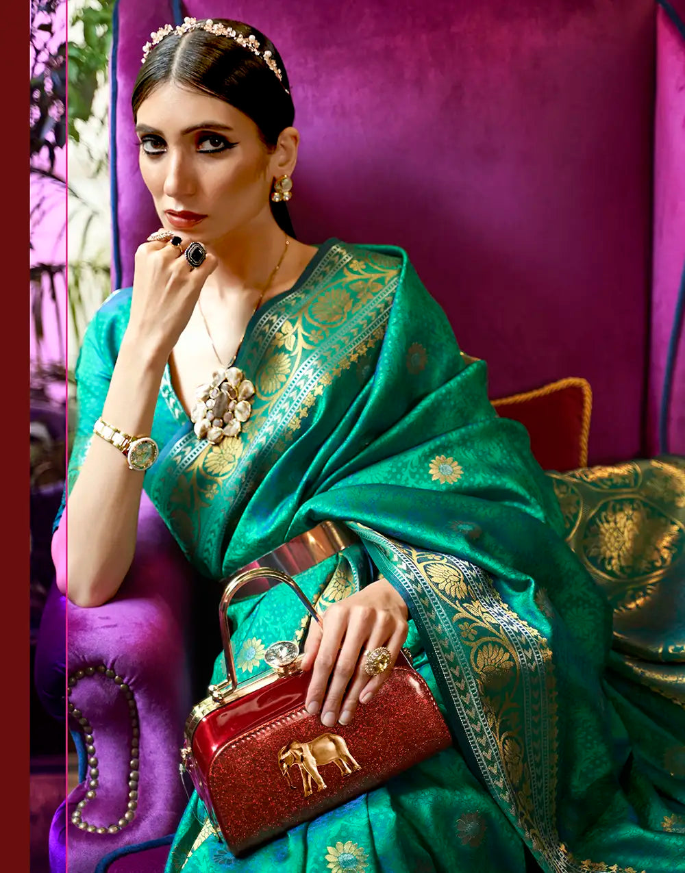 Beautiful Jade Green Colour Kanjivaram Silk Saree