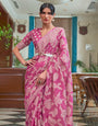 Pretty Pink Colour With Designer Blouse Cotton Silk Saree