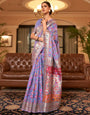 Attractive Lavender Kashmiri Silk With Weaving Saree