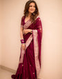 Maroon Colour Soft Lichi Silk Saree With Rich Pallu