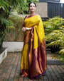 Yellow Rich Pallu And Jacquard Work Silk Saree