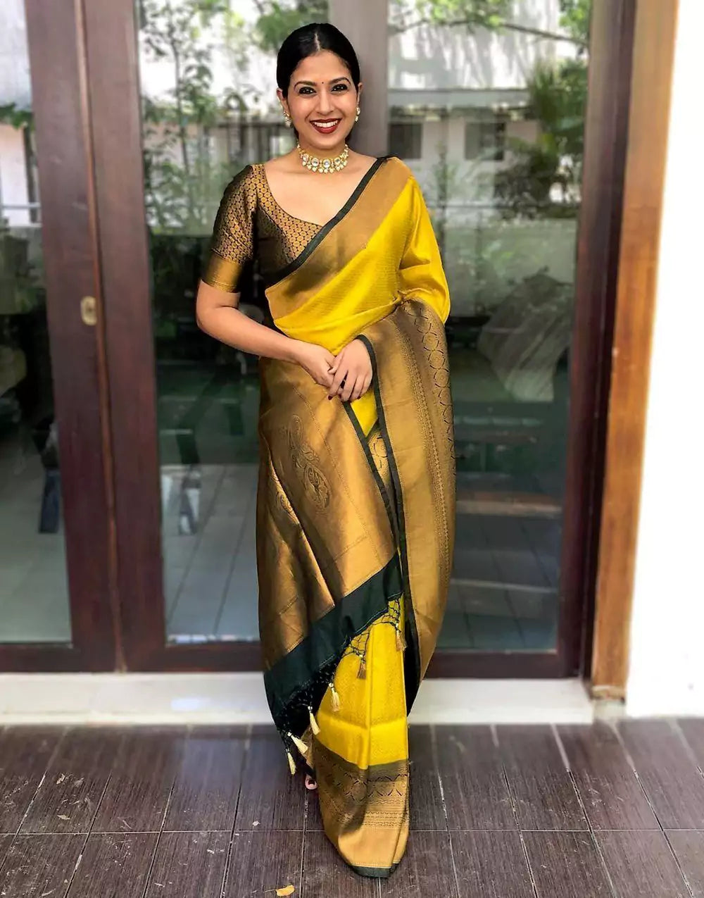 Yellow Colour Soft Lichi Silk Saree With Beautiful Pallu