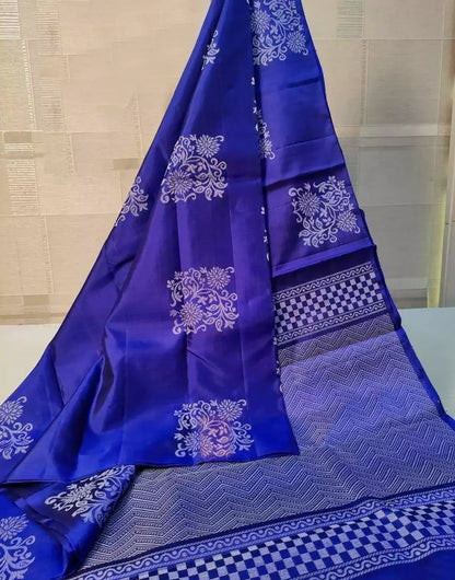 Blue Colour Soft Lichi Silk Saree With Rich Pallu