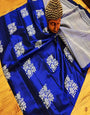Blue Colour Soft Lichi Silk Saree With Rich Pallu
