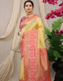 Yellow Soft Kanjivaram Silk Saree With Blouse