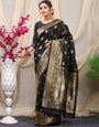 Black New Banarasi Silk Saree With Weaving Work