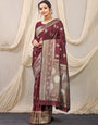 Brown Banarasi Silk Saree with blouse