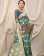 Green Banarasi Soft Silk Saree With Zari Weaving