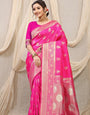 Pink Banarasi Silk Saree With blouse