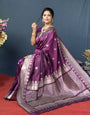 Dark Purple Banarasi Silk With Weaving Saree