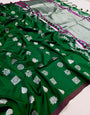Green Colour Soft Lichi Silk Saree With Blouse