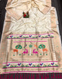 Off White Kanjivaram Lichi Silk With Zari Weaving