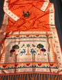 Orange Paithani Lichi Silk With Zari Weaving