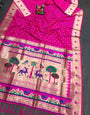 Rani Pink Paithani Silk With Zari Weaving