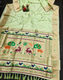 Pista Green Kanjivaram Lichi Silk With Zari Weaving