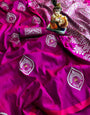 Hot Pink Lichi Silk Saree With Beautiful Blouse