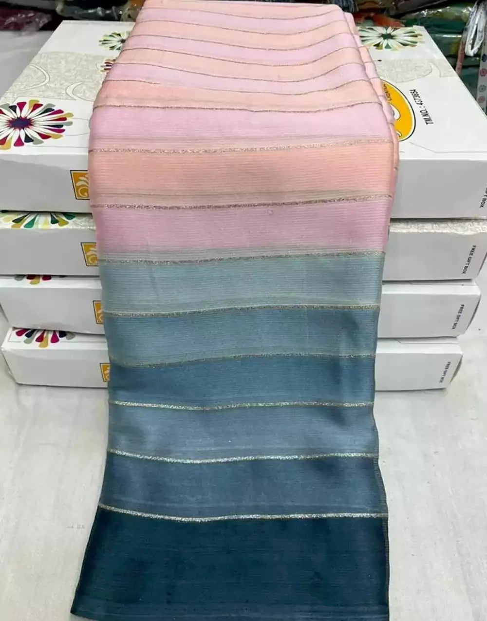 Multi Color Chiffon Saree With Printed Work