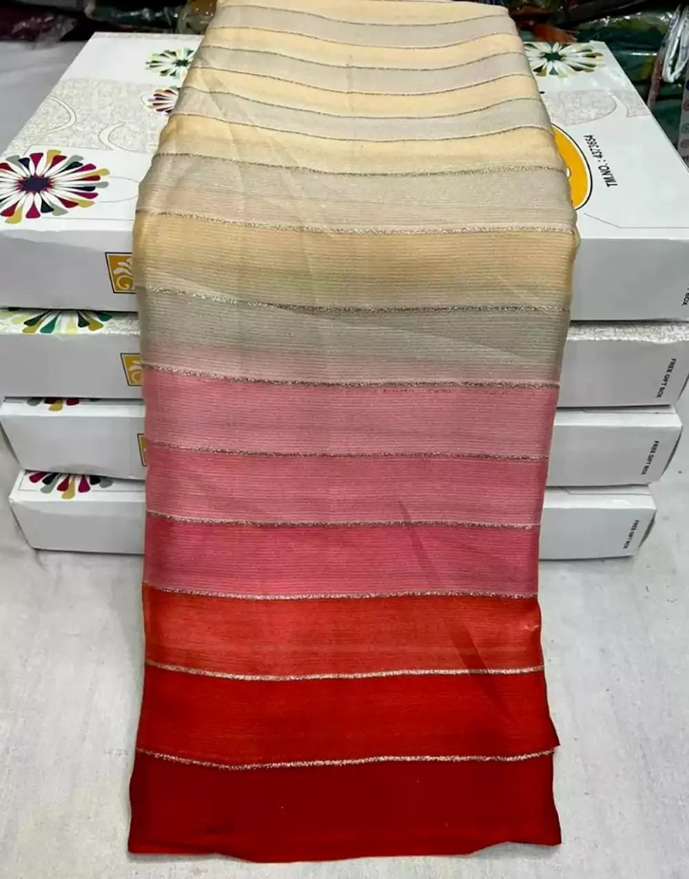 Multi Color Chiffon Saree With Printed Work
