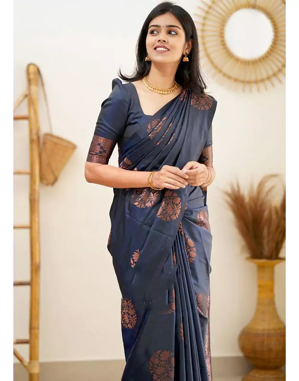 Fabulous Blue Colour Soft Silk Saree With Blouse – Sareewave