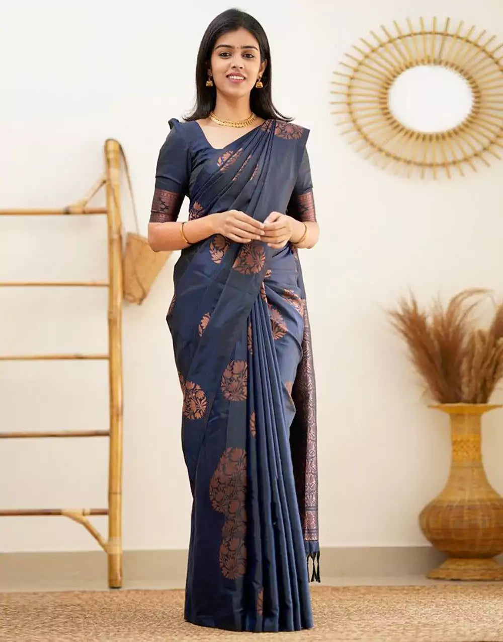 Fabulous Blue Colour Soft Silk Saree With Blouse