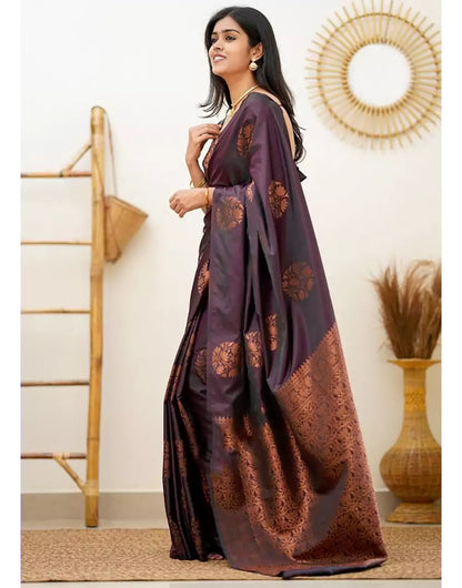 Attractive Wine Colour Soft Silk Saree