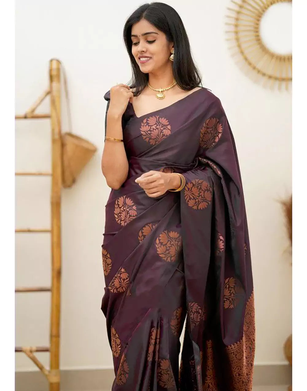 Attractive Wine Colour Soft Silk Saree